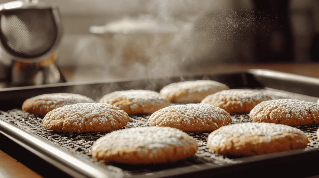 Freshly baked Earl Grey cookies on a baking sheet