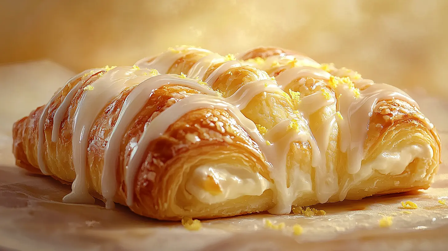 Freshly baked Lemon Cheesecake Crescent Rolls with a golden crust and creamy filling.