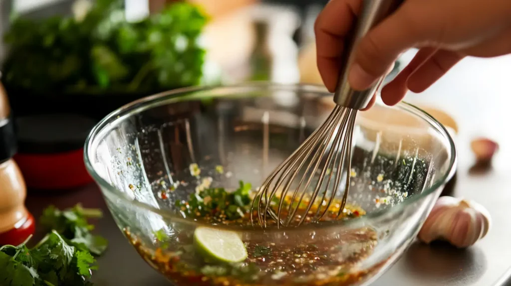 Ingredients for San Antonio grilled Mexican chicken marinade in a glass bowl.