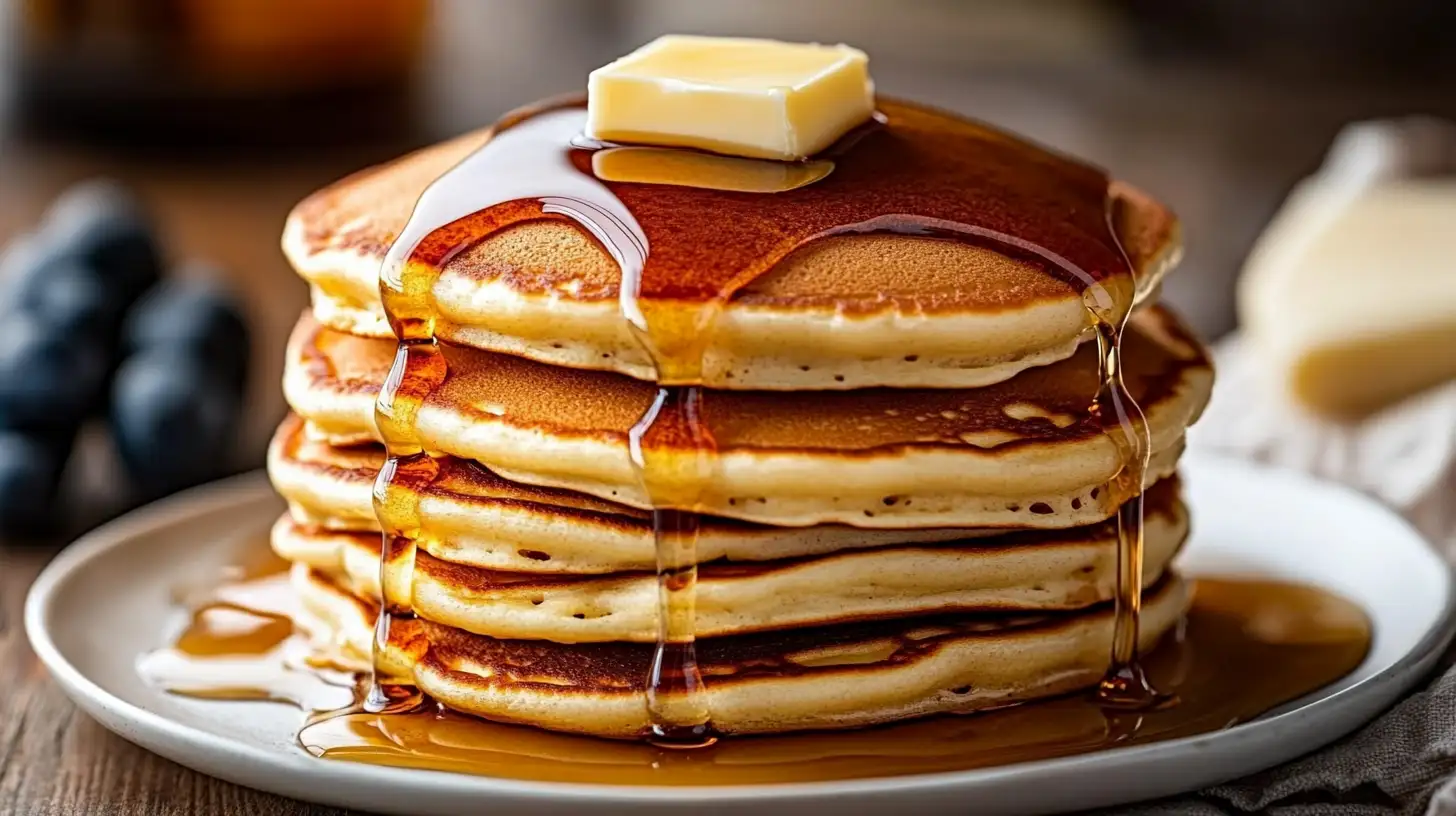 Golden Fluffy Pancakes with Maple Syrup 2