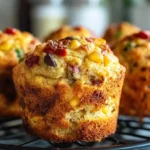 Freshly baked breakfast hearty muffins with a golden-brown crust