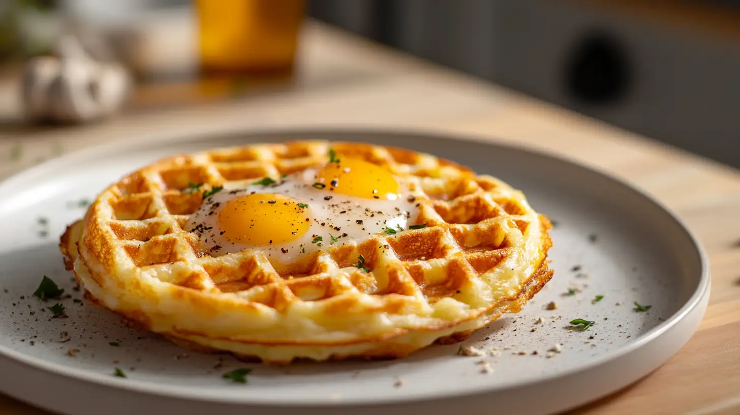 Crispy and golden Healthy Hashbrown Chaffle on a plate